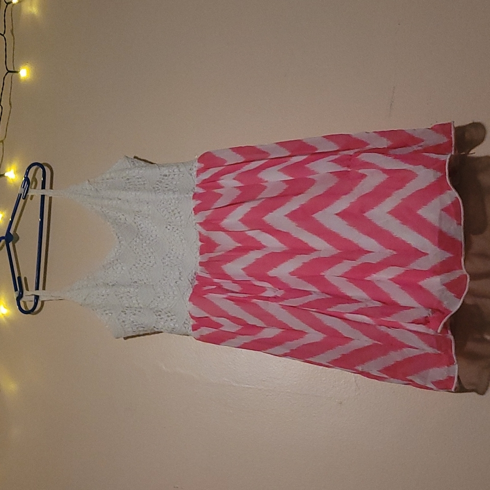 pink and white dress